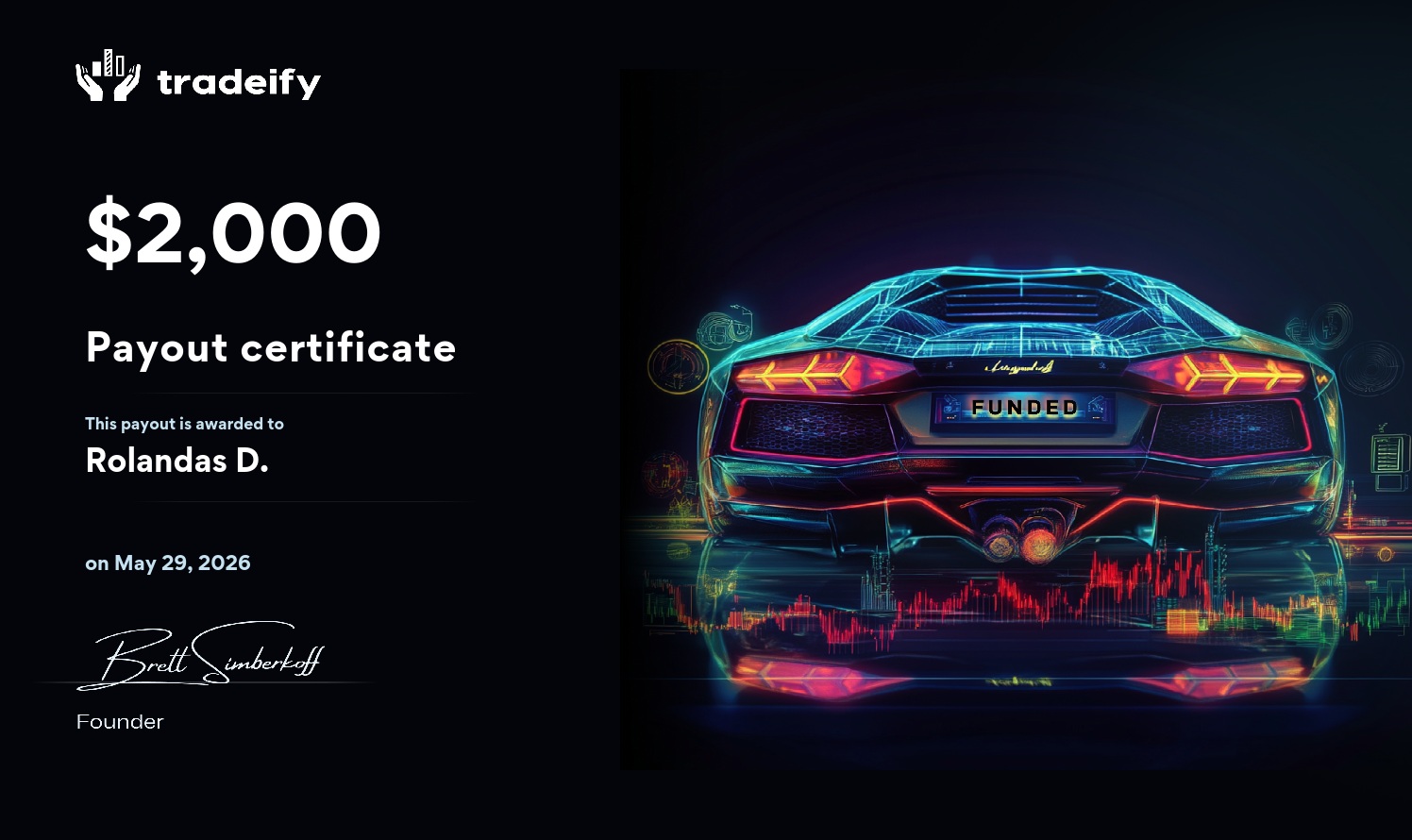 Tradeify payout sertifikatas, 2026
